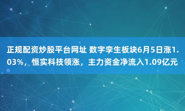 正规配资炒股平台网址 数字孪生板块6月5日涨1.03%，恒实科技领涨，主力资金净流入1.09亿元