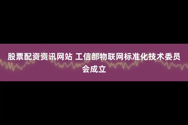 股票配资资讯网站 工信部物联网标准化技术委员会成立