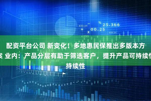 配资平台公司 新变化！多地惠民保推出多版本方案 业内：产品分层有助于筛选客户，提升产品可持续性