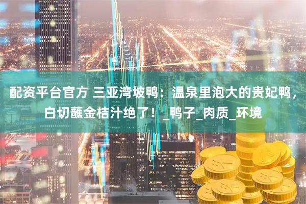 配资平台官方 三亚湾坡鸭：温泉里泡大的贵妃鸭，白切蘸金桔汁绝了！_鸭子_肉质_环境